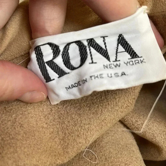 RONA New York camel faux-suede 2-piece set – wrap shawl-collar top + midi skirt - Picture 8 of 10